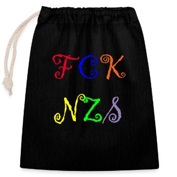 FCK NZS - Closable cotton gift bag (25x30cm) - black - Front