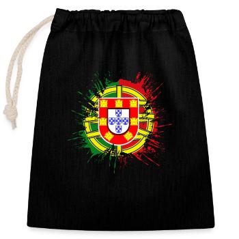 Portugal Flag Used Look Portuguese Flag - Closable cotton gift bag (25x30cm) - black - Front
