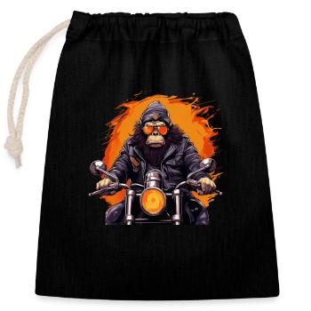Gorilla Biker - Closable cotton gift bag (25x30cm) - black - Front