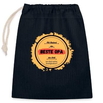 Bester Opa mit Abstand - Verschließbarer Geschenkbeutel aus Baumwolle (25x30cm) - Navy - Vorne