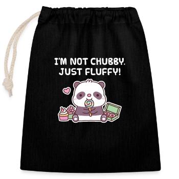 Cute Panda I Am Not Chubby Just Fluffy Funny - Closable cotton gift bag (25x30cm) - black - Front