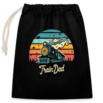 Train Dad - Closable cotton gift bag (25x30cm) - black - Front