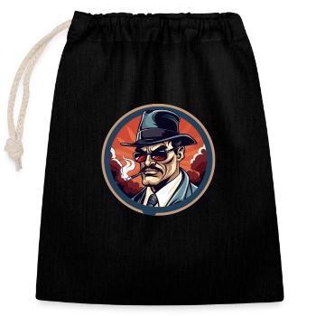 the mysterious man - Closable cotton gift bag (25x30cm) - black - Front