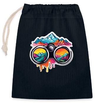 Fernglas / Beobachtung / Observation / Abenteuer - Verschließbarer Geschenkbeutel aus Baumwolle (25x30cm) - Navy - Vorne
