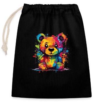 Teddy - Closable cotton gift bag (25x30cm) - black - Front