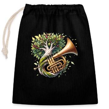 Trompete Musik Baum Orchester BigBand - Verschließbarer Geschenkbeutel aus Baumwolle (25x30cm) - Schwarz - Vorne