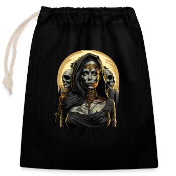 Reine de la mort - Sac cadeau en coton avec cordon (25 x 30 cm) - noir - Devant
