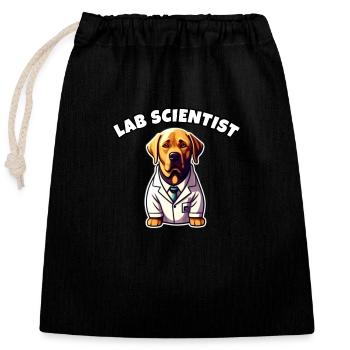 Scientifique De Laboratoire Drôle Labrador Jeu De Mots Science Chien - Sac cadeau en coton avec cordon (25 x 30 cm) - noir - Devant