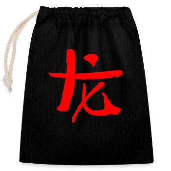 Dragon - Chinese (Zodiac) - Closable cotton gift bag (25x30cm) - black - Front