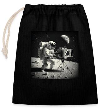 Astronauten-Film - Verschließbarer Geschenkbeutel aus Baumwolle (25x30cm) - Schwarz - Vorne