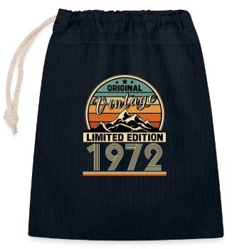 1972 - Closable cotton gift bag (25x30cm) - navy - Front