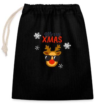 Merry Xmas - Sac cadeau en coton avec cordon (25 x 30 cm) - noir - Devant