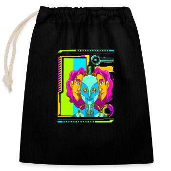 Cyberpunk Rétro Synthwave Futuriste - Sac cadeau en coton avec cordon (25 x 30 cm) - noir - Devant