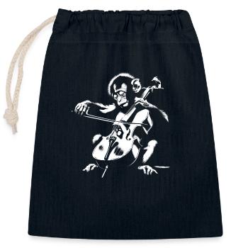 Cello Monkey Orchestra Street Art Banksy Style - Closable cotton gift bag (25x30cm) - navy - Front