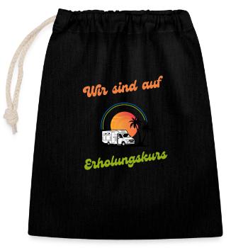 Inselcamper Logo Wir sind auf Erholungskurs Farbig - Verschließbarer Geschenkbeutel aus Baumwolle (25x30cm) - Schwarz - Vorne