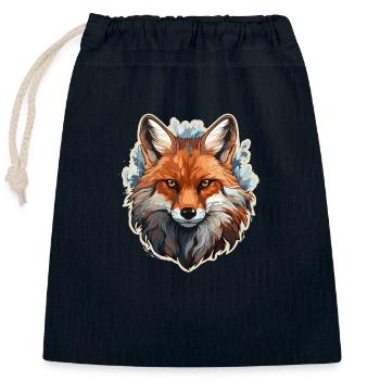 Fuchs - Illustration - Verschließbarer Geschenkbeutel aus Baumwolle (25x30cm) - Navy - Vorne