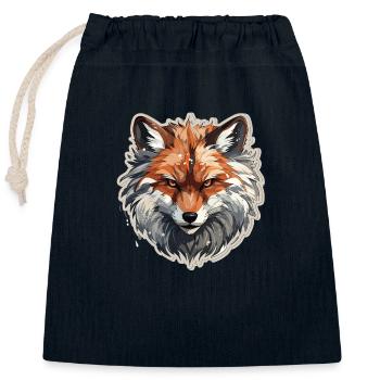 Fuchs - Illustration - Verschließbarer Geschenkbeutel aus Baumwolle (25x30cm) - Navy - Vorne