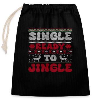 Single Ready to Jingle - Verschließbarer Geschenkbeutel aus Baumwolle (25x30cm) - Schwarz - Vorne