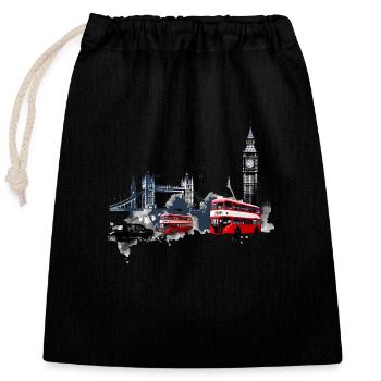London, the vibrant capital - Closable cotton gift bag (25x30cm) - black - Front