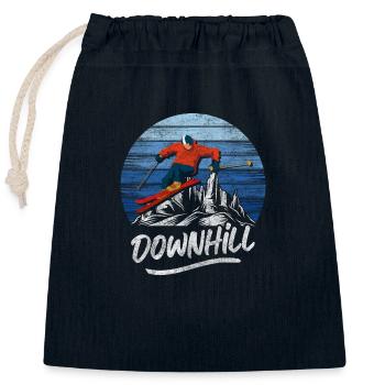 Skifahren Berg Abfahrt Sport - Verschließbarer Geschenkbeutel aus Baumwolle (25x30cm) - Navy - Vorne