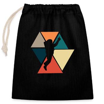 Astronaute rétro vintage - idée cadeau astronaute - Sac cadeau en coton avec cordon (25 x 30 cm) - noir - Devant