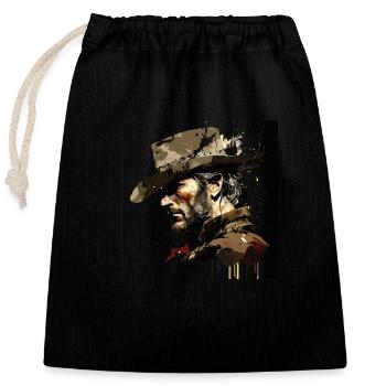 cowboy - Closable cotton gift bag (25x30cm) - black - Front
