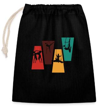 Trapèze rétro vintage-idée cadeau trapèze - Sac cadeau en coton avec cordon (25 x 30 cm) - noir - Devant