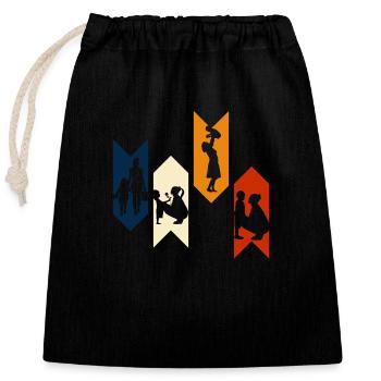 Maman rétro vintage-idée cadeau maman - Sac cadeau en coton avec cordon (25 x 30 cm) - noir - Devant