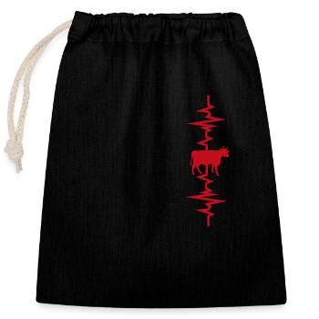 Vache battement de coeur - Sac cadeau en coton avec cordon (25 x 30 cm) - noir - Devant