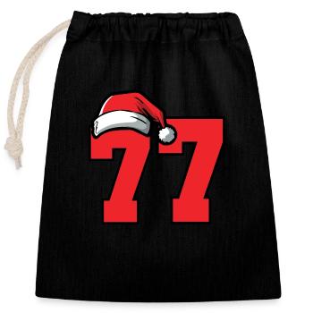 77 Number Christmas - Closable cotton gift bag (25x30cm) - black - Front