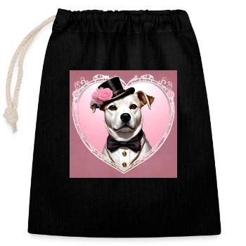 Chien de conception d’art steampunk avec chapeau et noeud papillon - Sac cadeau en coton avec cordon (25 x 30 cm) - noir - Devant