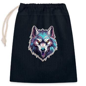 Wolf - Illustration - Verschließbarer Geschenkbeutel aus Baumwolle (25x30cm) - Navy - Vorne