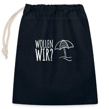 bist du bereit? - Verschließbarer Geschenkbeutel aus Baumwolle (25x30cm) - Navy - Vorne
