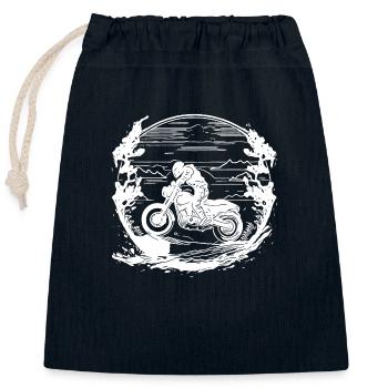 Course automobile, Sports extrêmes, Dirt Bike, Sport tout-terrain - Sac cadeau en coton avec cordon (25 x 30 cm) - bleu marine - Devant