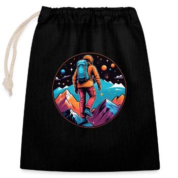 Climbing - Moon - Space - Closable cotton gift bag (25x30cm) - black - Front