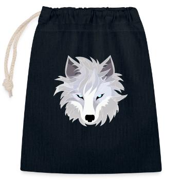 Wolf - Illustration - Verschließbarer Geschenkbeutel aus Baumwolle (25x30cm) - Navy - Vorne