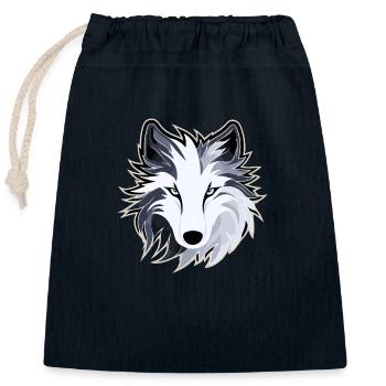 Wolf - Illustration - Verschließbarer Geschenkbeutel aus Baumwolle (25x30cm) - Navy - Vorne