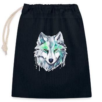Wolf - Illustration - Verschließbarer Geschenkbeutel aus Baumwolle (25x30cm) - Navy - Vorne