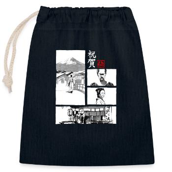 omedeto für dunkel - Verschließbarer Geschenkbeutel aus Baumwolle (25x30cm) - Navy - Vorne