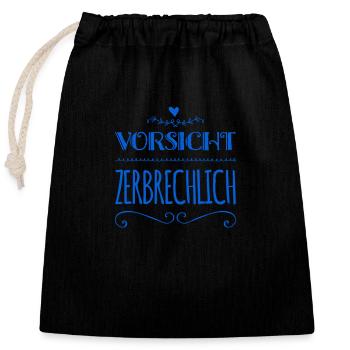 ich könnte zerbrechen - Verschließbarer Geschenkbeutel aus Baumwolle (25x30cm) - Schwarz - Vorne