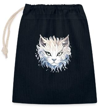 Chat - illustration - Sac cadeau en coton avec cordon (25 x 30 cm) - bleu marine - Devant