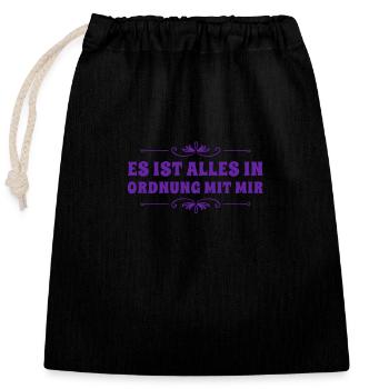 es ist alles ok - Verschließbarer Geschenkbeutel aus Baumwolle (25x30cm) - Schwarz - Vorne