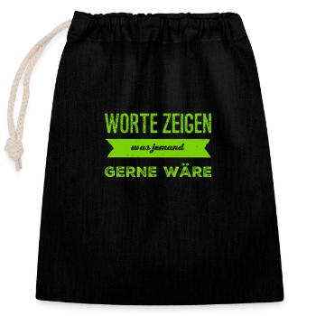 Worte sind unwichtig - Verschließbarer Geschenkbeutel aus Baumwolle (25x30cm) - Schwarz - Vorne