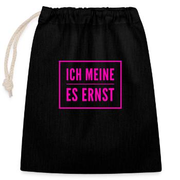 im ernst - Verschließbarer Geschenkbeutel aus Baumwolle (25x30cm) - Schwarz - Vorne