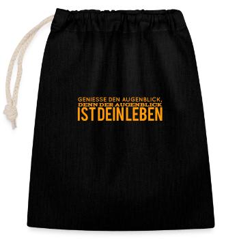 genieße den Augenblick - Verschließbarer Geschenkbeutel aus Baumwolle (25x30cm) - Schwarz - Vorne