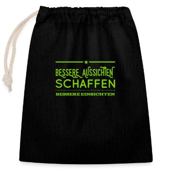entdecke die Welt - Verschließbarer Geschenkbeutel aus Baumwolle (25x30cm) - Schwarz - Vorne
