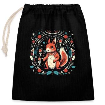 Écureuil dans Ormament, aime les écureuils - Sac cadeau en coton avec cordon (25 x 30 cm) - noir - Devant