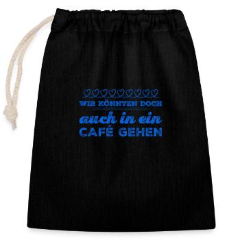 ab ins Cafe - Verschließbarer Geschenkbeutel aus Baumwolle (25x30cm) - Schwarz - Vorne
