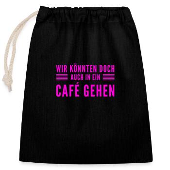 Bock auf einen Kaffee? - Verschließbarer Geschenkbeutel aus Baumwolle (25x30cm) - Schwarz - Vorne