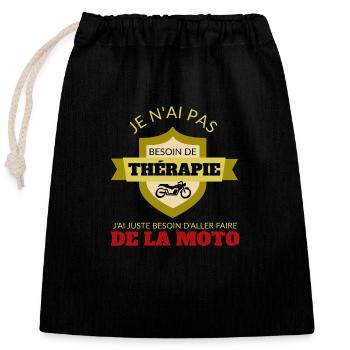 Moto motard Thérapie - Sac cadeau en coton avec cordon (25 x 30 cm) - noir - Devant